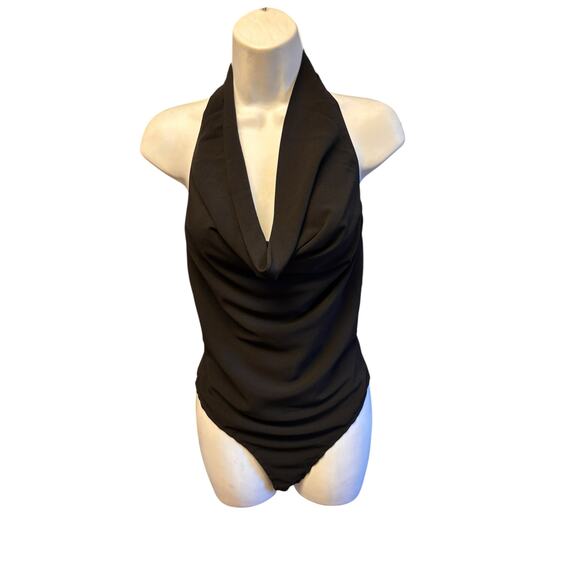 ASTR The Label Draped Halter Neck Sleeveless Bodysuit Size S Black Whimsygoth - Picture 1 of 5